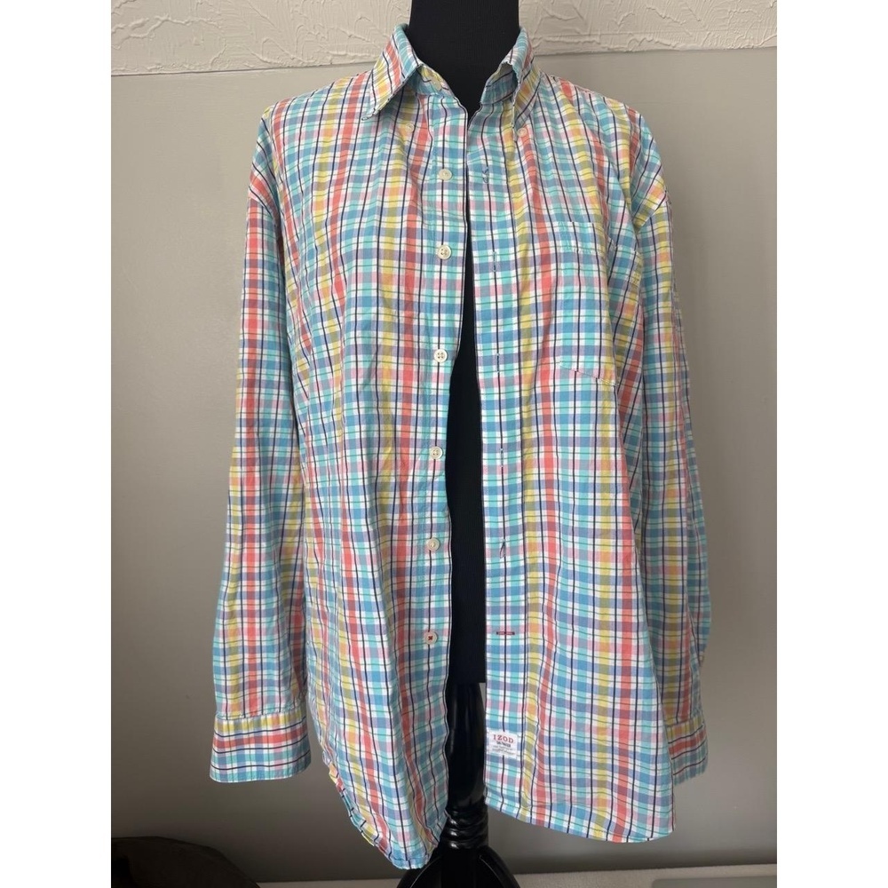 IZOD Saltwater Mens Shirt Size XL Buttondown 100 Cotton Coastal Style